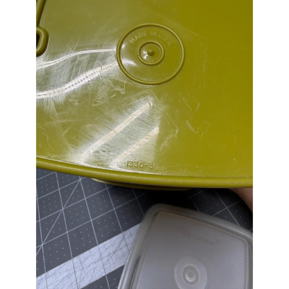 Tupperware Pickle Lifter Avocado Green 1330 3 Vintage Container Strainer Set